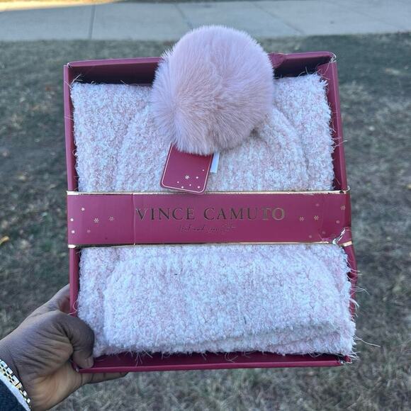 Vince Camuto Faux Fur Hat And Loop Winter Set Color Blush - Picture 3 of 11